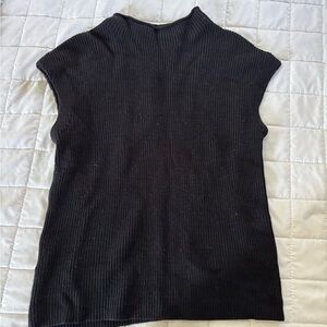 Women's Black Ribbed Knit Top